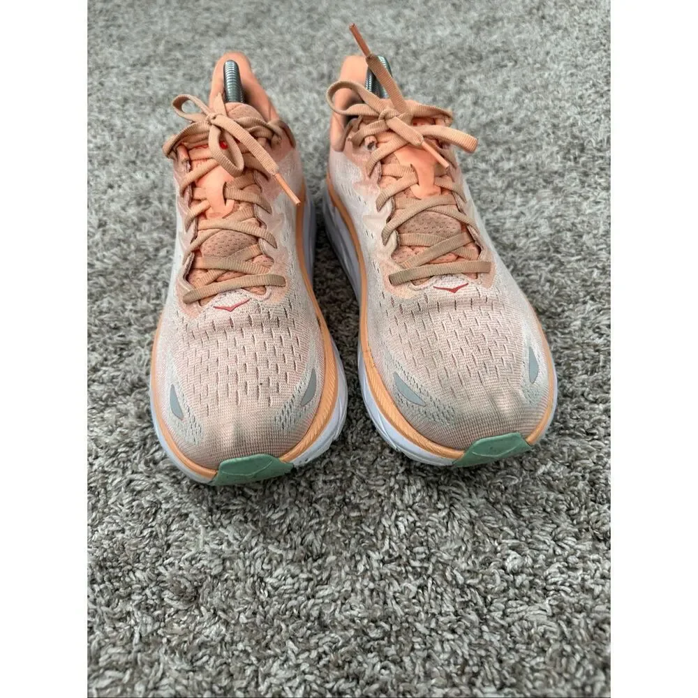 Hoka One One Clifton 8 Women's Size 9.5B High Cushion Running Shoes Coral Orange